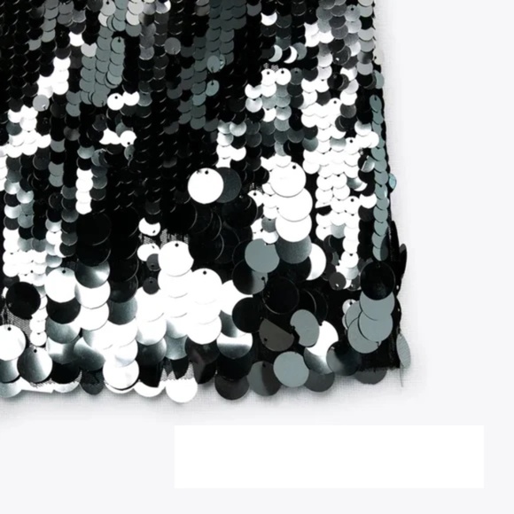 Zara Special Edition Silver Paillette Sequin Mini Skirt Small S - Picture 3 of 3